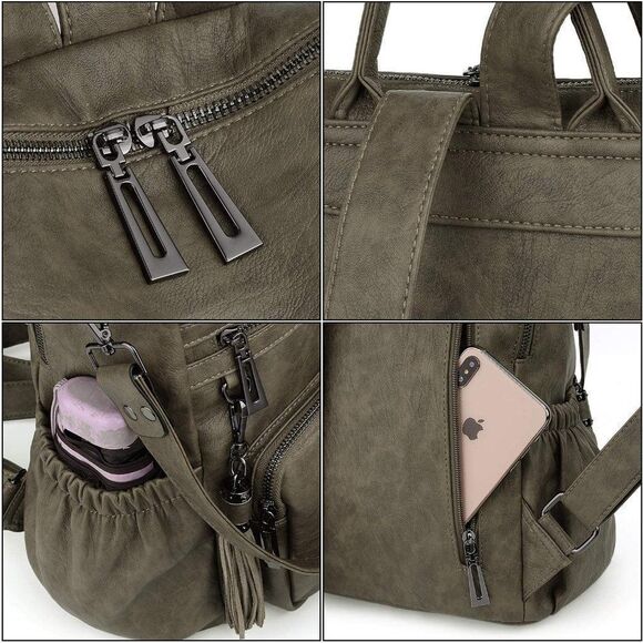 LMI Fashion Leather backpack-3 Green main image 7